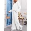 imageEVALESS Two Piece Sets for Women V Neck Long Sleeve Sweatshirts and Wide Leg Pants Sweatsuits Matching Sets Women ClothingWhite