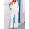 imageEVALESS Two Piece Sets for Women V Neck Long Sleeve Sweatshirts and Wide Leg Pants Sweatsuits Matching Sets Women ClothingWhite