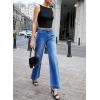 imageEVALESS Wide Leg Jeans for Women Trendy High Waisted Stretchy Baggy Denim PantsDark Blue