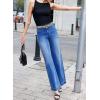 imageEVALESS Wide Leg Jeans for Women Trendy High Waisted Stretchy Baggy Denim PantsDark Blue