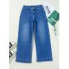 imageEVALESS Wide Leg Jeans for Women Trendy High Waisted Stretchy Baggy Denim PantsDark Blue