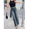 imageEVALESS Wide Leg Jeans for Women Trendy High Waisted Stretchy Baggy Denim PantsReal Teal