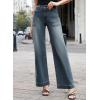 imageEVALESS Wide Leg Jeans for Women Trendy High Waisted Stretchy Baggy Denim PantsReal Teal