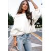 imageEVALESS Womens 2024 Lantern Long Sleeve Crewneck Sweater Casual Solid Color Ribbed Hem Knitwear Pullover Cropped TopsWhite