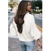 imageEVALESS Womens 2024 Lantern Long Sleeve Crewneck Sweater Casual Solid Color Ribbed Hem Knitwear Pullover Cropped TopsWhite