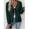 imageEVALESS Womens Cardigan Sweaters Trendy V Neck Long Sleeve Open Front Bow Tie Knit Chunky Lightweight Fall OuterwearGreen