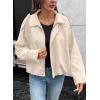 imageEVALESS Womens Faux Suede Bomber Jackets Long Sleeve Fall Coats Zip Up Cropped Jacket Trendy Winter Warm OuterwearBeige