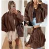 imageEVALESS Womens Faux Suede Bomber Jackets Long Sleeve Fall Coats Zip Up Cropped Jacket Trendy Winter Warm OuterwearChicory Coffee