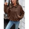 imageEVALESS Womens Faux Suede Bomber Jackets Long Sleeve Fall Coats Zip Up Cropped Jacket Trendy Winter Warm OuterwearChicory Coffee