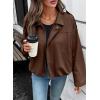 imageEVALESS Womens Faux Suede Bomber Jackets Long Sleeve Fall Coats Zip Up Cropped Jacket Trendy Winter Warm OuterwearChicory Coffee