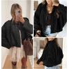 imageEVALESS Womens Faux Suede Bomber Jackets Long Sleeve Fall Coats Zip Up Cropped Jacket Trendy Winter Warm OuterwearColor Black