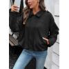 imageEVALESS Womens Faux Suede Bomber Jackets Long Sleeve Fall Coats Zip Up Cropped Jacket Trendy Winter Warm OuterwearColor Black