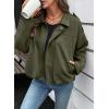 imageEVALESS Womens Faux Suede Bomber Jackets Long Sleeve Fall Coats Zip Up Cropped Jacket Trendy Winter Warm OuterwearFour Leaf Clover
