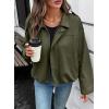imageEVALESS Womens Faux Suede Bomber Jackets Long Sleeve Fall Coats Zip Up Cropped Jacket Trendy Winter Warm OuterwearFour Leaf Clover