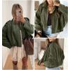 imageEVALESS Womens Faux Suede Bomber Jackets Long Sleeve Fall Coats Zip Up Cropped Jacket Trendy Winter Warm OuterwearFour Leaf Clover