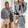 imageEVALESS Womens Faux Suede Bomber Jackets Long Sleeve Fall Coats Zip Up Cropped Jacket Trendy Winter Warm OuterwearMedium Grey