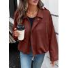 imageEVALESS Womens Faux Suede Bomber Jackets Long Sleeve Fall Coats Zip Up Cropped Jacket Trendy Winter Warm OuterwearRed Sandalwood