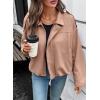 imageEVALESS Womens Faux Suede Bomber Jackets Long Sleeve Fall Coats Zip Up Cropped Jacket Trendy Winter Warm OuterwearSmoke Gray