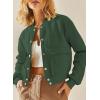 imageEVALESS Womens Jacket 2025 Fall Winter Long Sleeve Stand Collar Shacket with Side Pocket Lightweight CoatBlackish Green