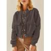 imageEVALESS Womens Jacket 2025 Fall Winter Long Sleeve Stand Collar Shacket with Side Pocket Lightweight CoatBrown