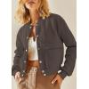 imageEVALESS Womens Jacket 2025 Fall Winter Long Sleeve Stand Collar Shacket with Side Pocket Lightweight CoatBrown