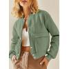 imageEVALESS Womens Jacket 2025 Fall Winter Long Sleeve Stand Collar Shacket with Side Pocket Lightweight CoatLaurel Green