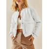 imageEVALESS Womens Jacket 2025 Fall Winter Long Sleeve Stand Collar Shacket with Side Pocket Lightweight CoatLight Grey