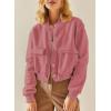 imageEVALESS Womens Jacket 2025 Fall Winter Long Sleeve Stand Collar Shacket with Side Pocket Lightweight CoatRose
