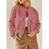 imageEVALESS Womens Jacket 2025 Fall Winter Long Sleeve Stand Collar Shacket with Side Pocket Lightweight CoatRose
