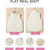 imageEVALESS Womens Puffer Vest Lightweight Stand Collar Sleeveless Cropped Quilted Jackets Button Fall Zip Up Coat OuterwearBeige