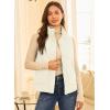 imageEVALESS Womens Puffer Vest Lightweight Stand Collar Sleeveless Cropped Quilted Jackets Button Fall Zip Up Coat OuterwearBeige
