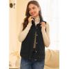 imageEVALESS Womens Puffer Vest Lightweight Stand Collar Sleeveless Cropped Quilted Jackets Button Fall Zip Up Coat OuterwearBlack