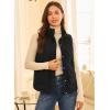 imageEVALESS Womens Puffer Vest Lightweight Stand Collar Sleeveless Cropped Quilted Jackets Button Fall Zip Up Coat OuterwearBlack