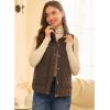 imageEVALESS Womens Puffer Vest Lightweight Stand Collar Sleeveless Cropped Quilted Jackets Button Fall Zip Up Coat OuterwearDark Brown