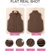 imageEVALESS Womens Puffer Vest Lightweight Stand Collar Sleeveless Cropped Quilted Jackets Button Fall Zip Up Coat OuterwearDark Brown