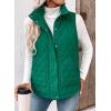 imageEVALESS Womens Puffer Vest Lightweight Stand Collar Sleeveless Cropped Quilted Jackets Button Fall Zip Up Coat OuterwearDark Green