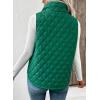 imageEVALESS Womens Puffer Vest Lightweight Stand Collar Sleeveless Cropped Quilted Jackets Button Fall Zip Up Coat OuterwearDark Green