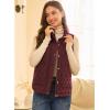 imageEVALESS Womens Puffer Vest Lightweight Stand Collar Sleeveless Cropped Quilted Jackets Button Fall Zip Up Coat OuterwearWine Red