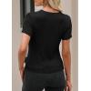 imageEVALESS Womens Short Sleeve Textured Tops Crewneck Knit Solid Loose Casual Basic T Shirts Tee BlousesB Black