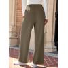 imageEVALESS Womens Wide Leg Work Pants Straight Elastic High Waisted Double Button Trousers Business Casual Pants with PocketsLight Khaki