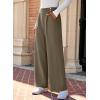 imageEVALESS Womens Wide Leg Work Pants Straight Elastic High Waisted Double Button Trousers Business Casual Pants with PocketsLight Khaki