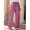 imageEVALESS Womens Wide Leg Work Pants Straight Elastic High Waisted Double Button Trousers Business Casual Pants with PocketsRose Pink