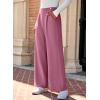imageEVALESS Womens Wide Leg Work Pants Straight Elastic High Waisted Double Button Trousers Business Casual Pants with PocketsRose Pink