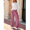 imageEVALESS Womens Wide Leg Work Pants Straight Elastic High Waisted Double Button Trousers Business Casual Pants with PocketsRose Pink