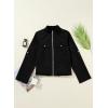 imageEVALESS Womens Zip Up Jacket Roll Tab Sleeve Flap Pocket Drawstring Hem Utility Lightweight Cropped JacketsBlack