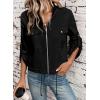 imageEVALESS Womens Zip Up Jacket Roll Tab Sleeve Flap Pocket Drawstring Hem Utility Lightweight Cropped JacketsBlack
