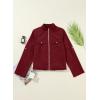 imageEVALESS Womens Zip Up Jacket Roll Tab Sleeve Flap Pocket Drawstring Hem Utility Lightweight Cropped JacketsBurgundy