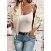 imageEVALESS Womens Zip Up Jacket Roll Tab Sleeve Flap Pocket Drawstring Hem Utility Lightweight Cropped JacketsCream