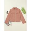 imageEVALESS Womens Zip Up Jacket Roll Tab Sleeve Flap Pocket Drawstring Hem Utility Lightweight Cropped JacketsDusty Pink