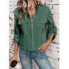 imageEVALESS Womens Zip Up Jacket Roll Tab Sleeve Flap Pocket Drawstring Hem Utility Lightweight Cropped JacketsSea Green